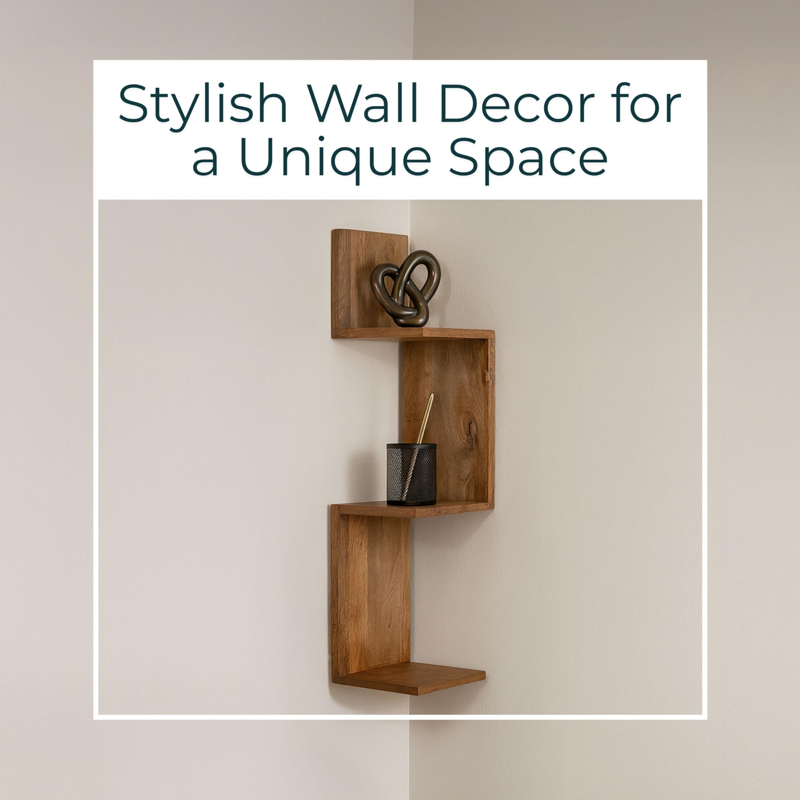 Amazon.com: Sculptural Zig Zag Corner Wall Mounted Shelf for